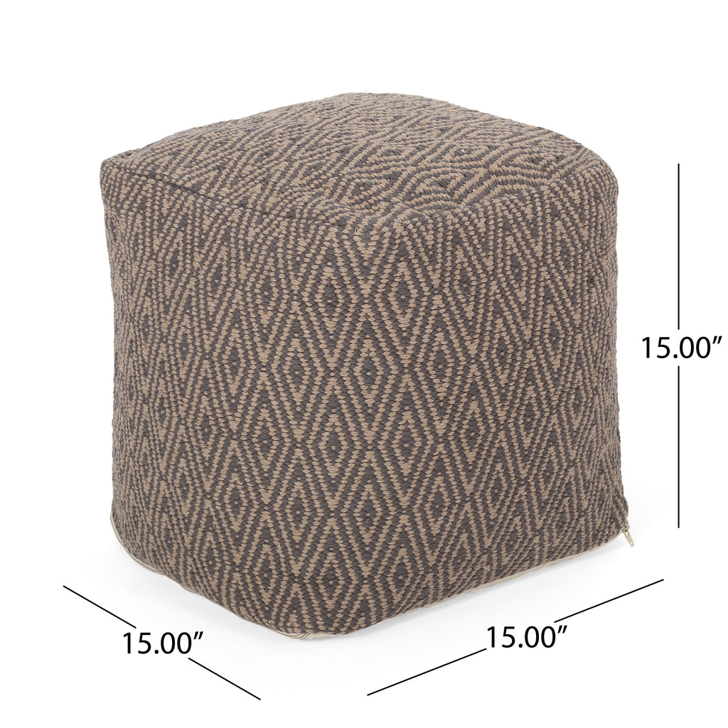 Amuleto Hand - Loomed Cotton Pouf, Dark