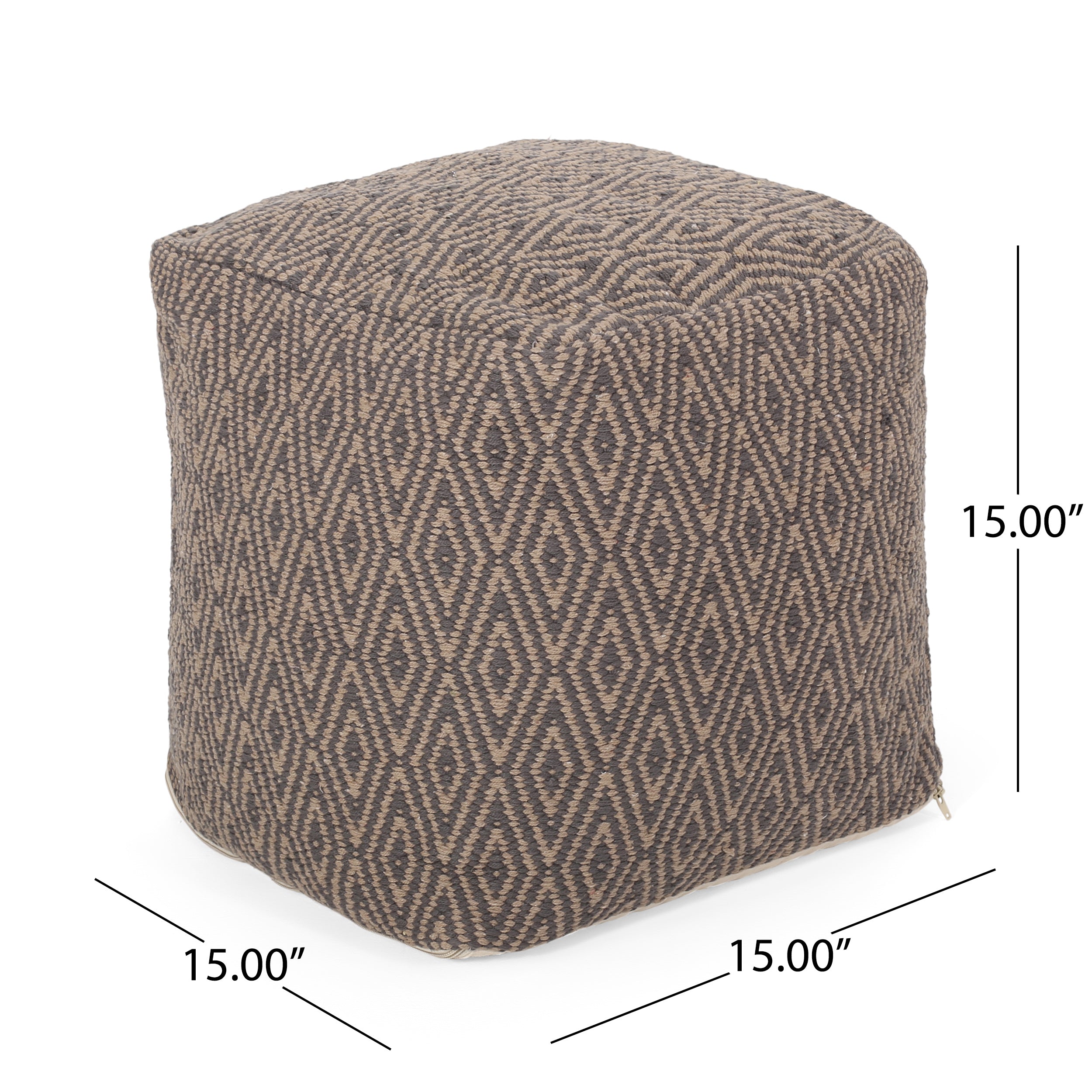 Amuleto Hand - Loomed Cotton Pouf, Dark