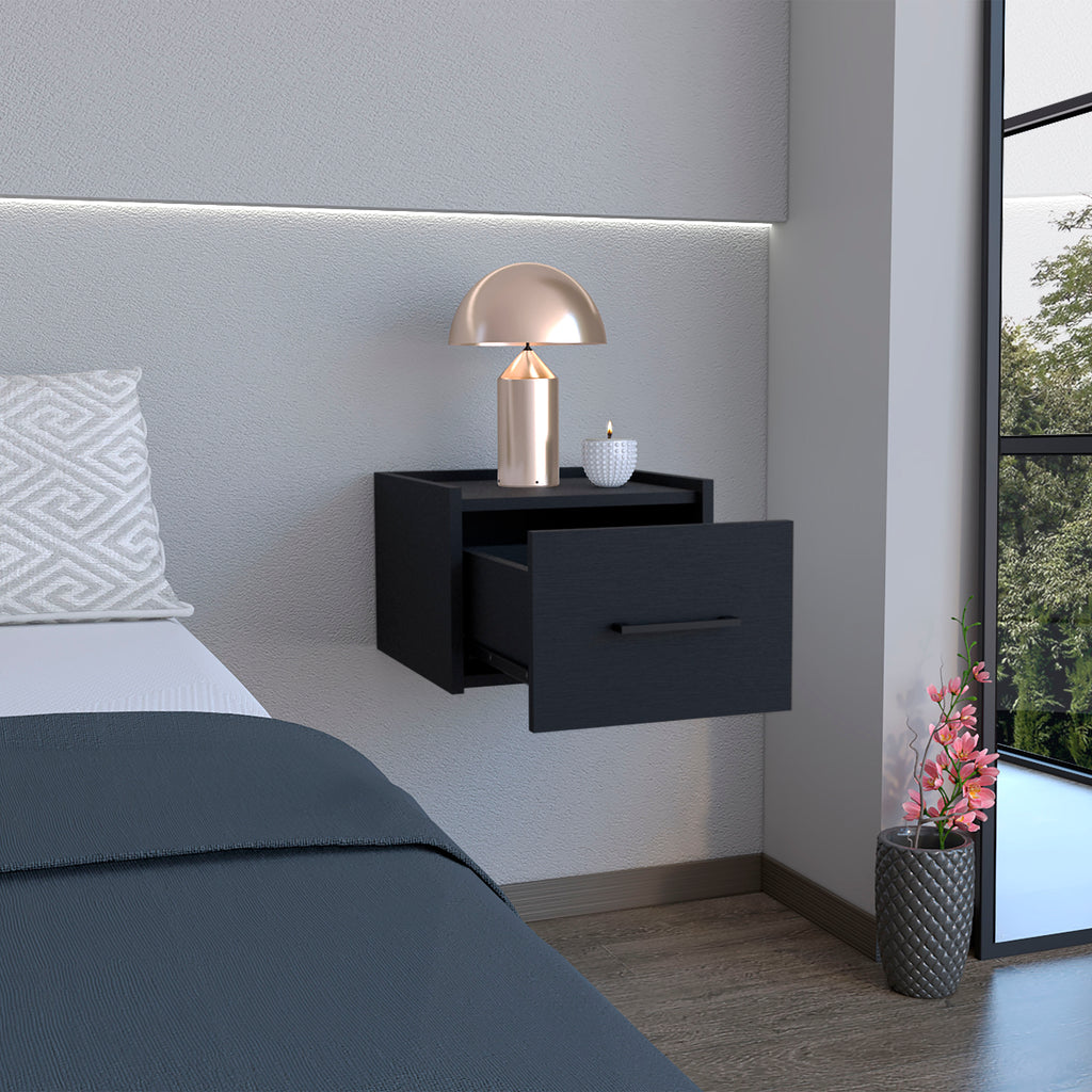 Floating Nightstand, Space-Saving Design with Handy Drawer and Surface