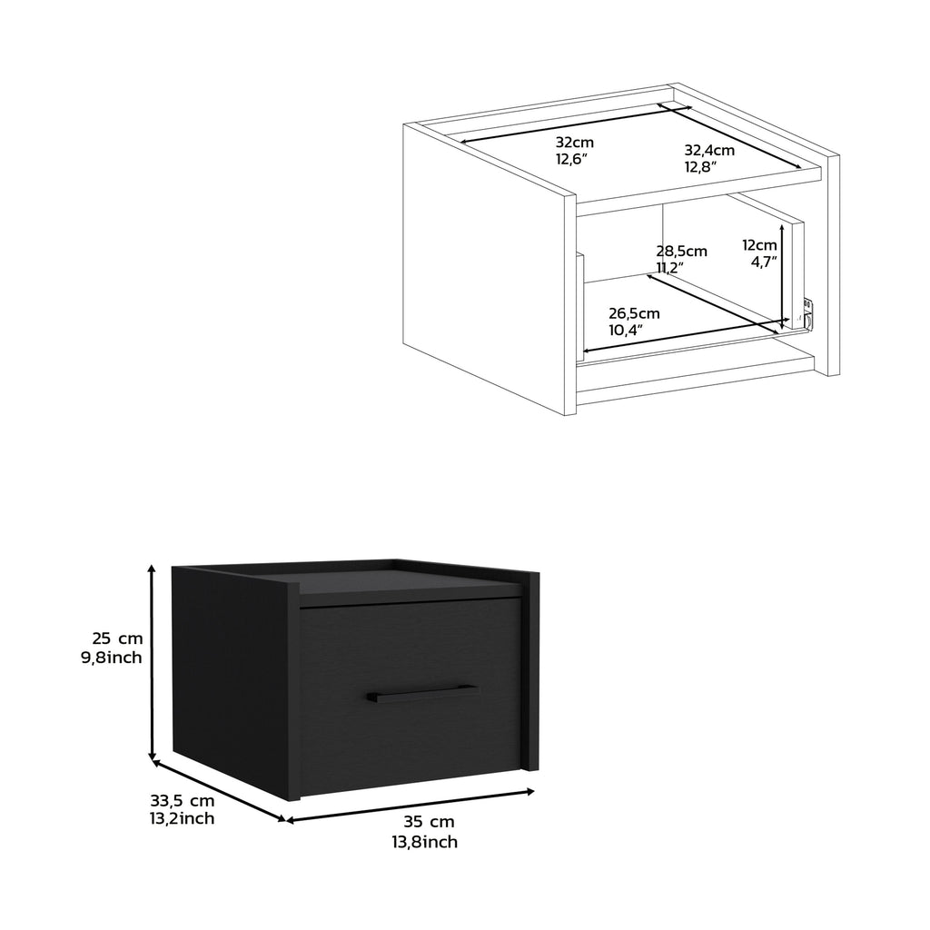 Floating Nightstand, Space-Saving Design with Handy Drawer and Surface