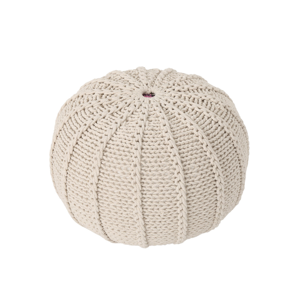 Bordeaux Knitted Cotton Round Pouf
