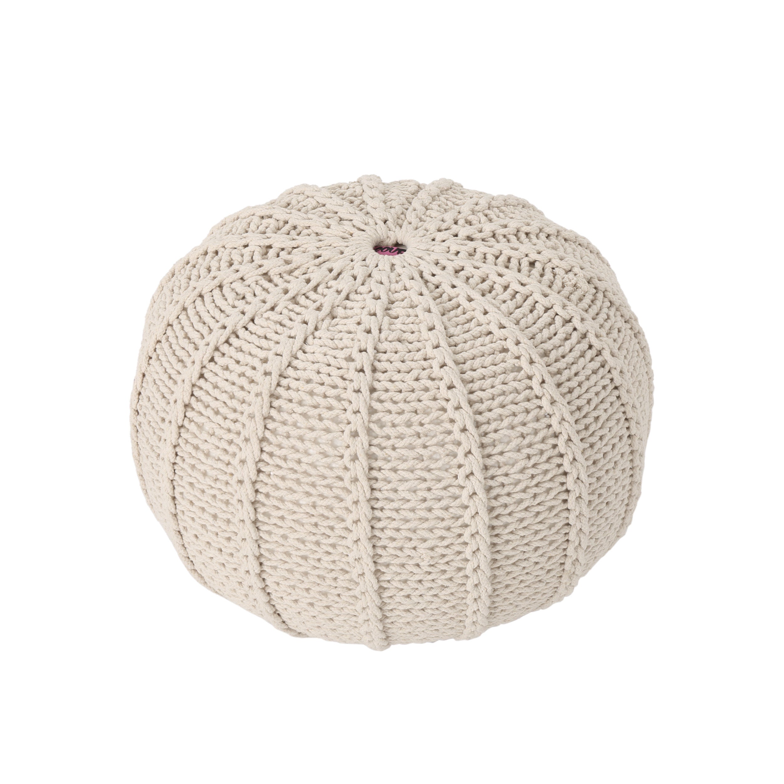 Bordeaux Knitted Cotton Round Pouf