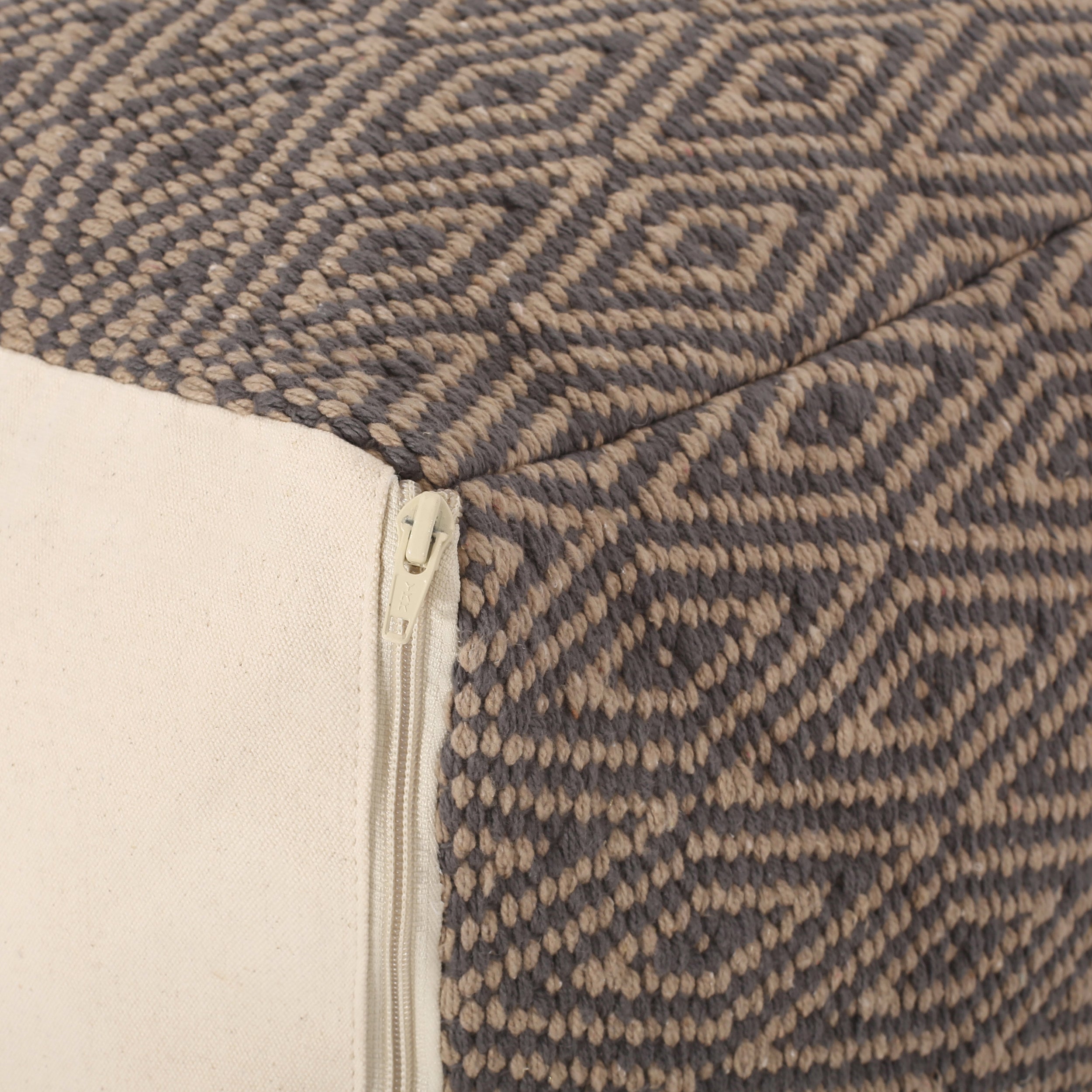 Amuleto Hand - Loomed Cotton Pouf, Dark