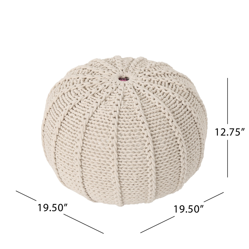 Bordeaux Knitted Cotton Round Pouf