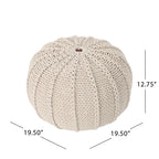 Bordeaux Knitted Cotton Round Pouf