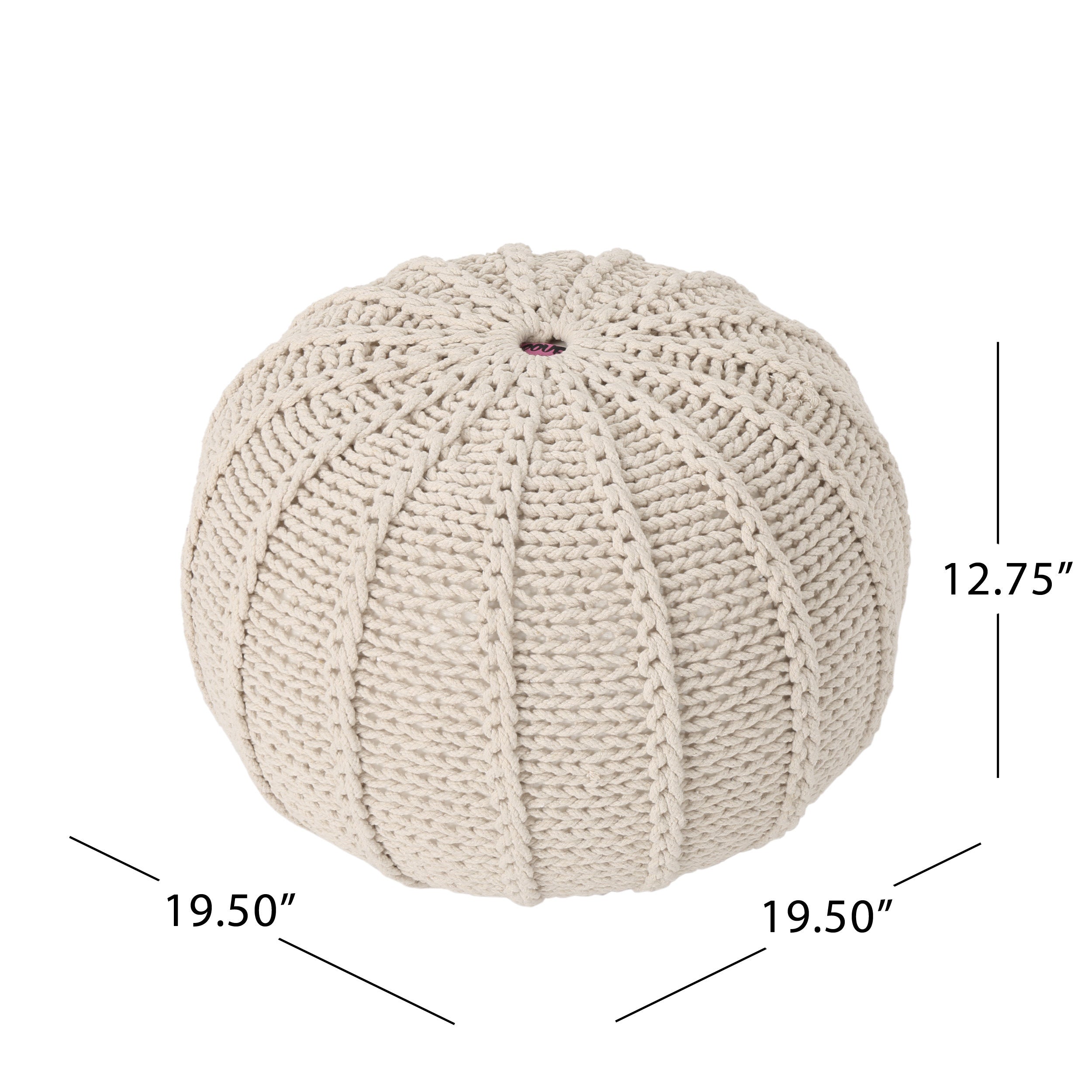 Bordeaux Knitted Cotton Round Pouf