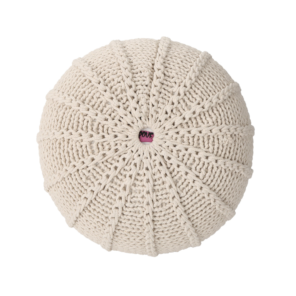 Bordeaux Knitted Cotton Round Pouf
