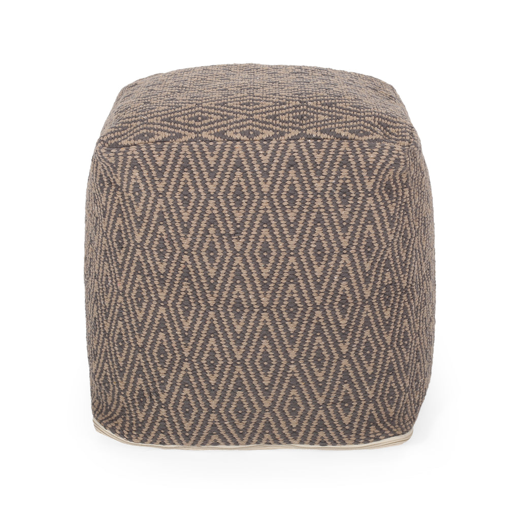 Amuleto Hand - Loomed Cotton Pouf, Dark