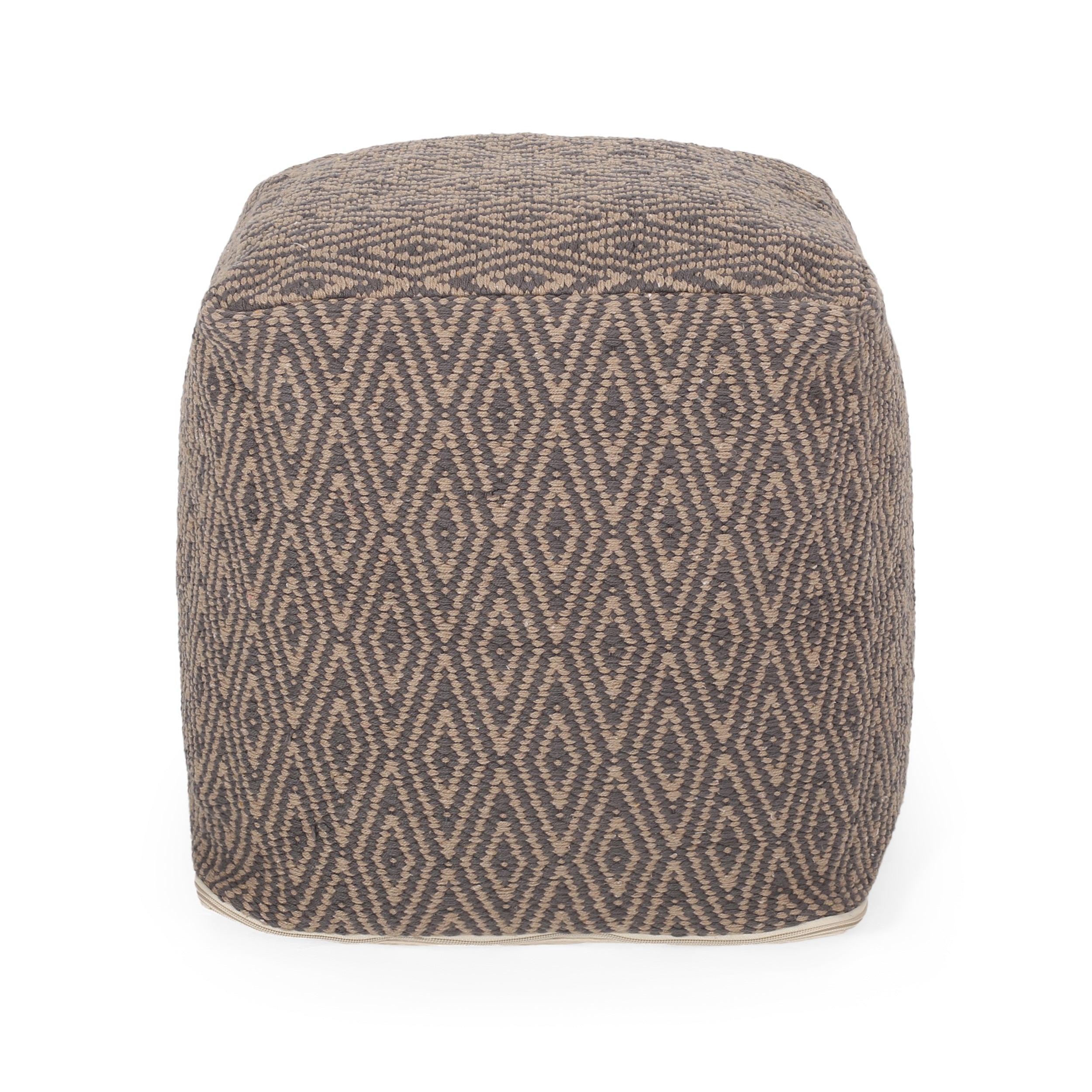 Amuleto Hand - Loomed Cotton Pouf, Dark