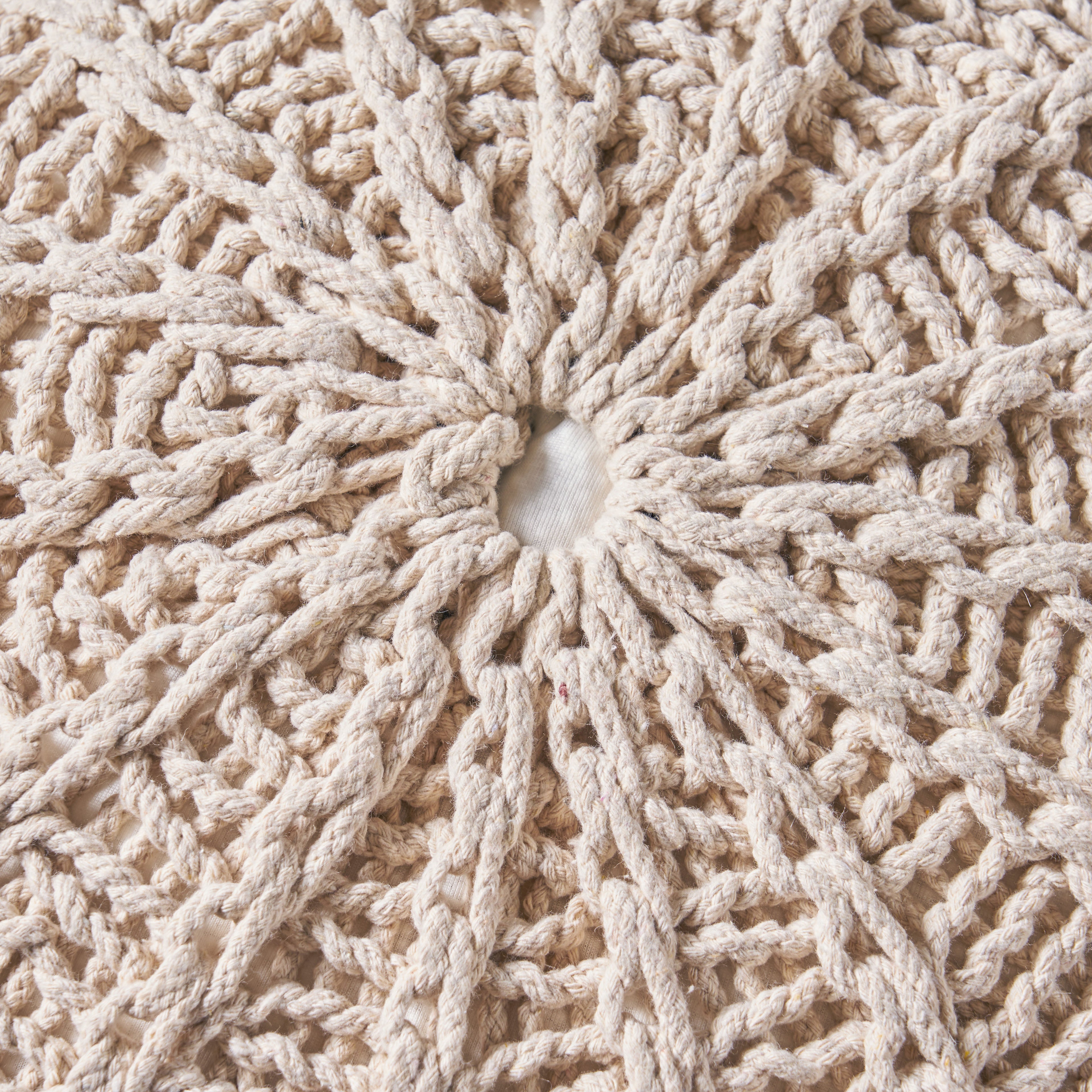 Bordeaux Knitted Cotton Round Pouf
