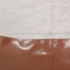 Maxi 5 Foot Two-Color Fabric and Faux Leather Rounded Bean Bag