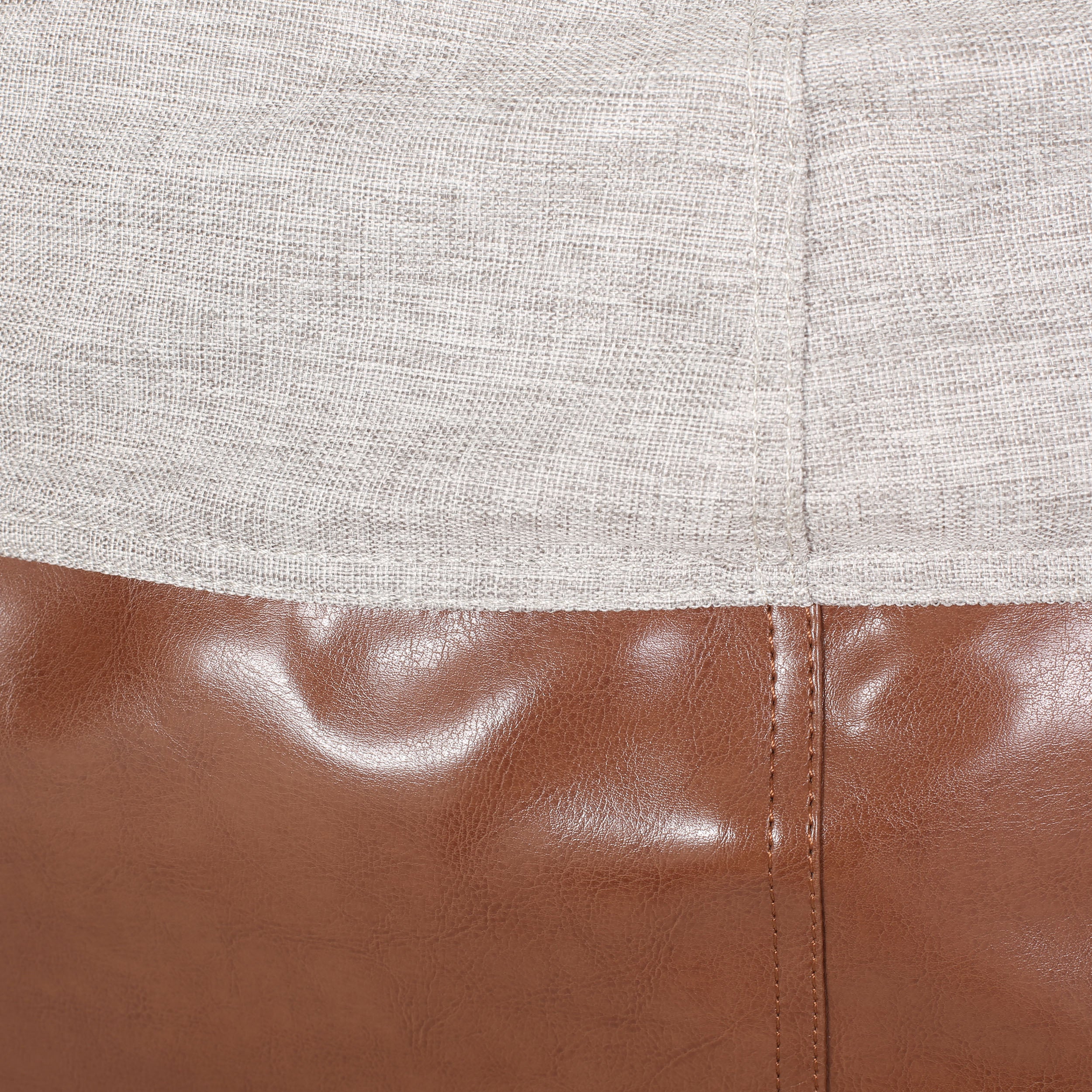 Maxi 5 Foot Two-Color Fabric and Faux Leather Rounded Bean Bag