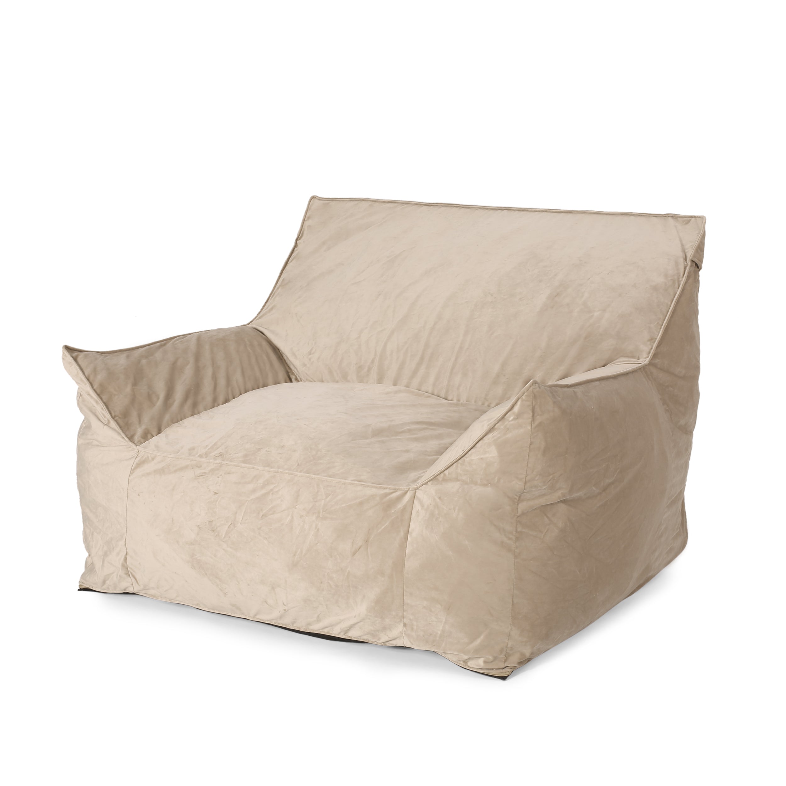 Allea Velveteen Bean Bag Chair with Armrests