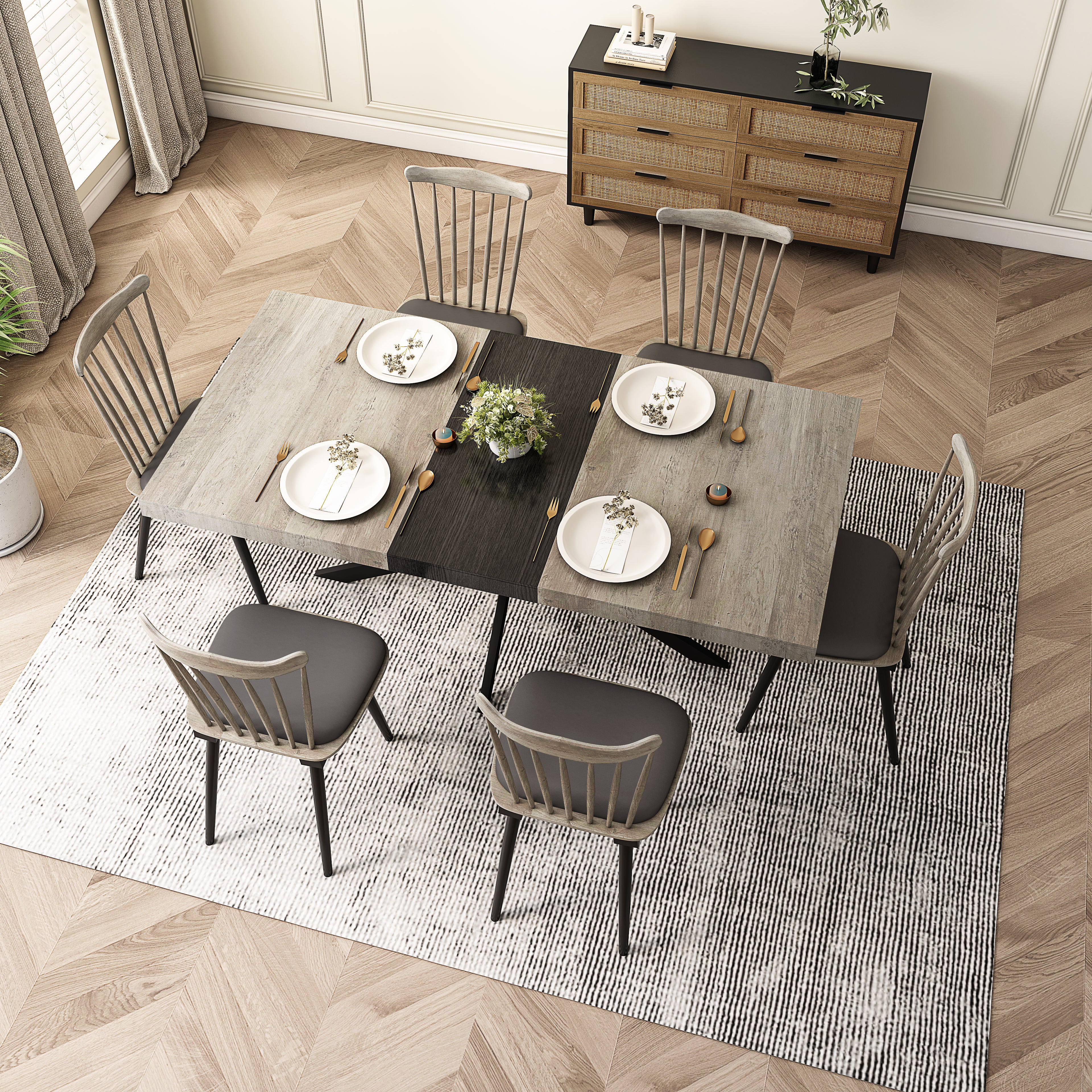 Retro Rectangular Stretch Dining Table
