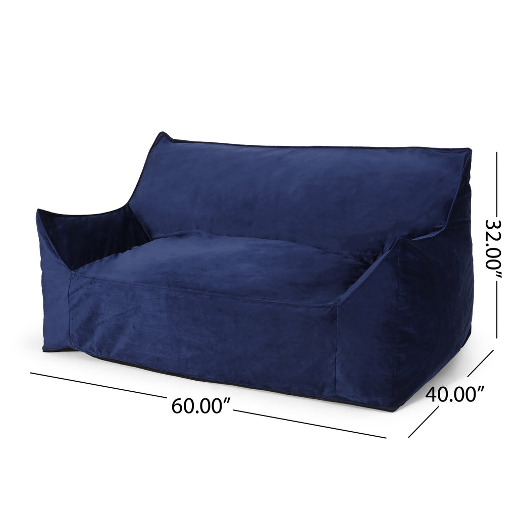 Fila Velveteen 2 Seater Oversized Bean Bag Chair with Armrests