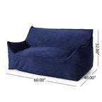 Fila Velveteen 2 Seater Oversized Bean Bag Chair with Armrests