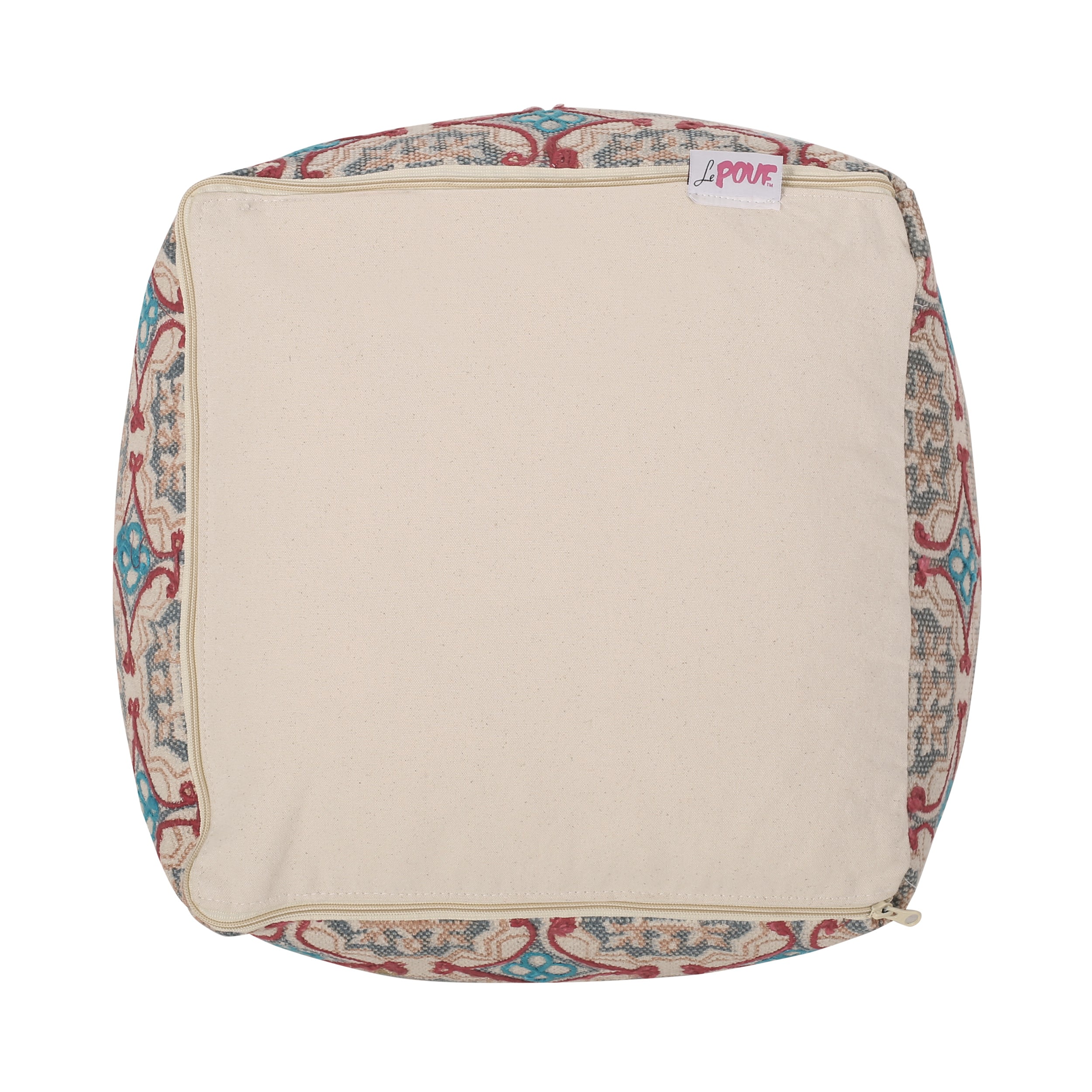 Amelia Handcrafted Fabric Pouf, Multicolored