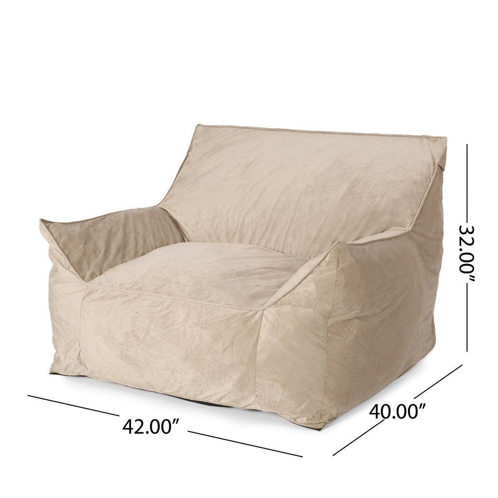 Allea Velveteen Bean Bag Chair with Armrests