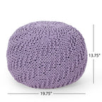 Bordeaux Knitted Cotton Round Pouf, Lavender
