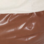 Maxi 5 Foot Two Color Fabric and Faux Leather Rounded Bean Bag