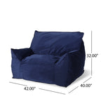 Allea Velveteen Bean Bag Chair with Armrests