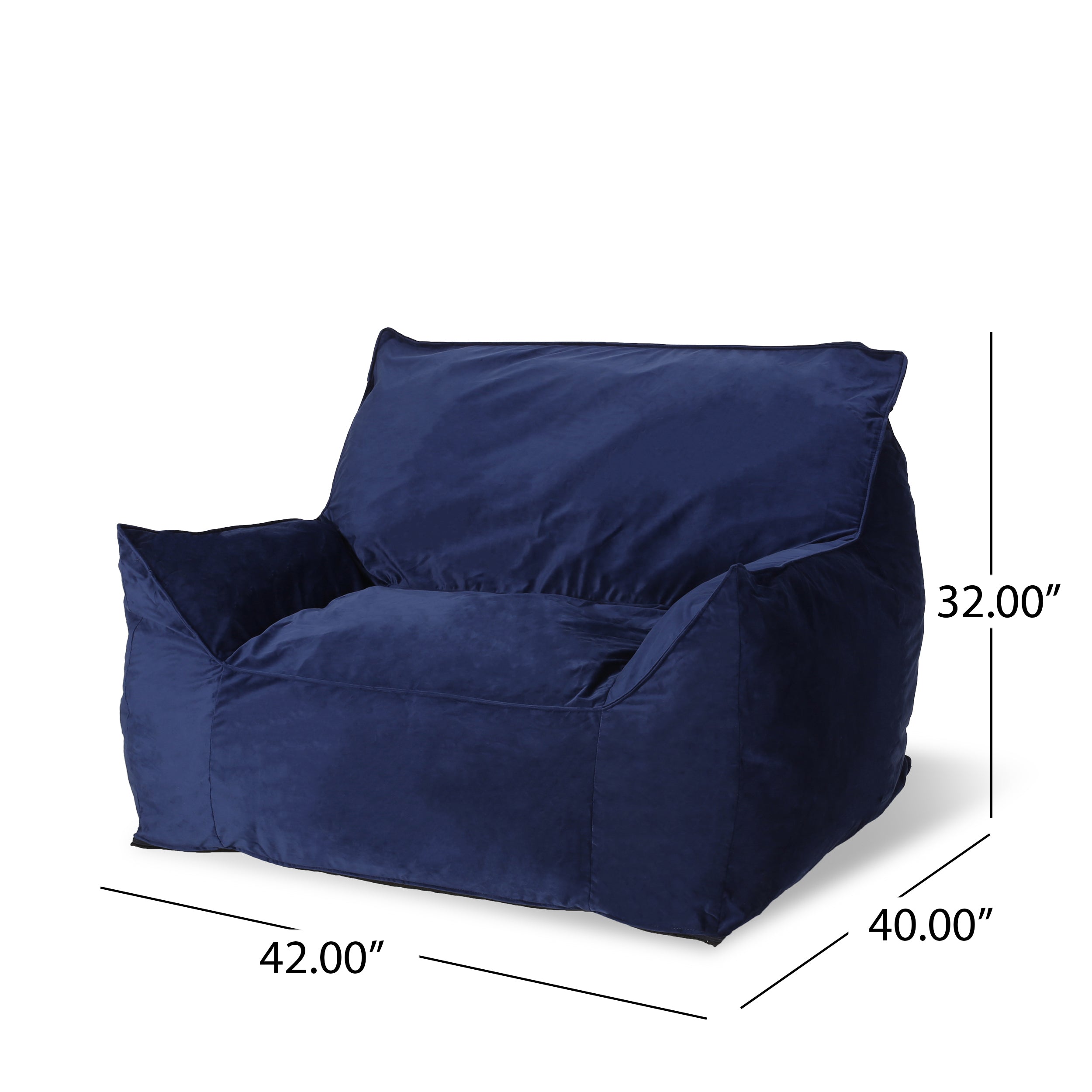 Allea Velveteen Bean Bag Chair with Armrests