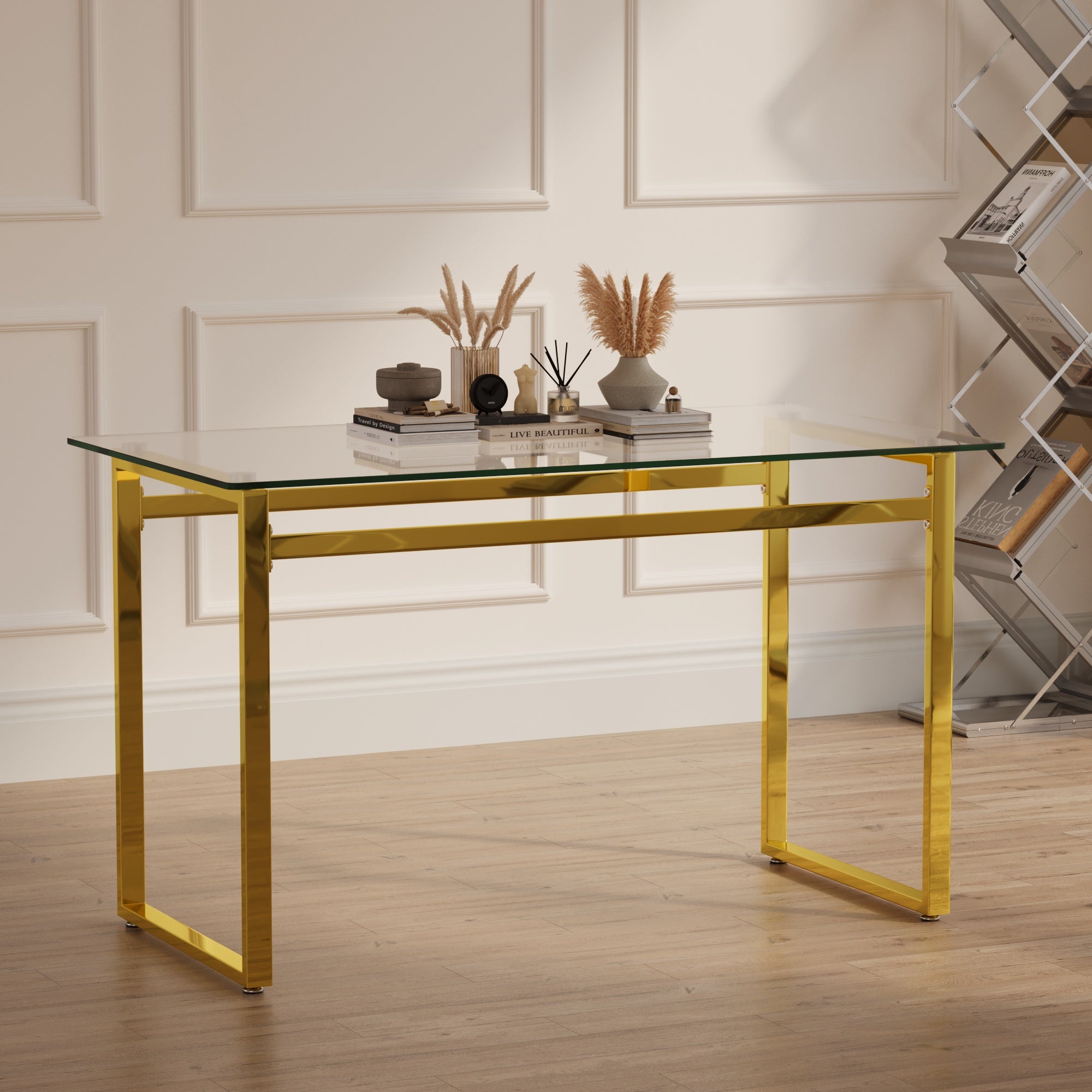 51" Modern Minimalist Rectangular Glass Dining Table
