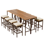 GO 10-Piece Outdoor Acacia Wood Bar Height Table And Stools Set