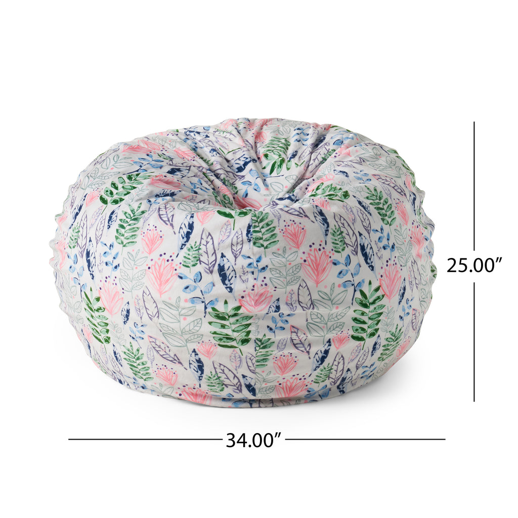 Barcadera 3 Foot Rounded Bean Bag, Leaf Print