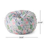 Barcadera 3 Foot Rounded Bean Bag, Leaf Print