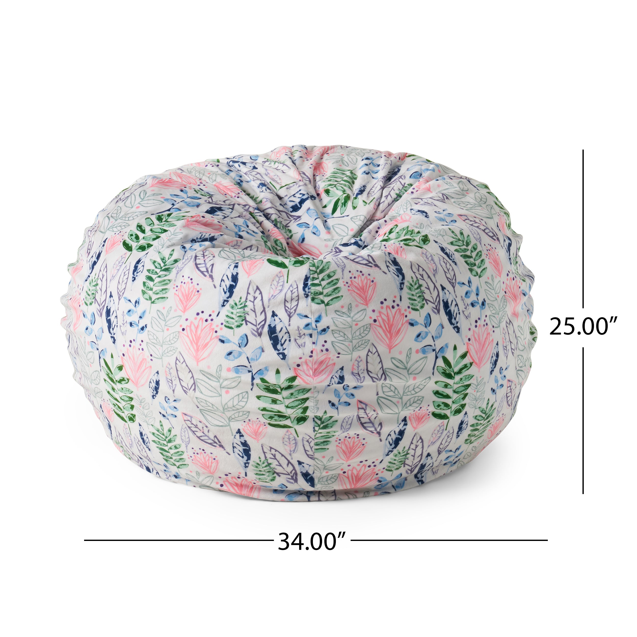 Barcadera 3 Foot Rounded Bean Bag, Leaf Print