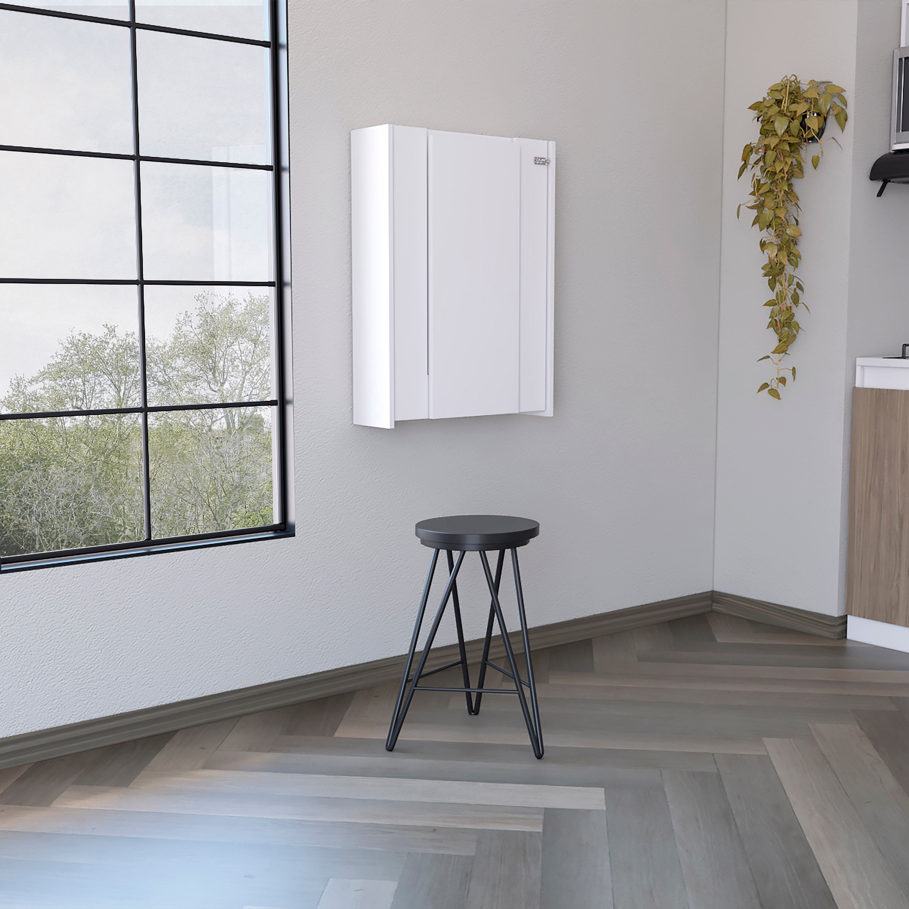 Wall Foldable Table with Multiple Shelves