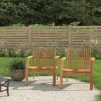 Outdoor Acacia Wood Slatted Club Chairs, Set of 2