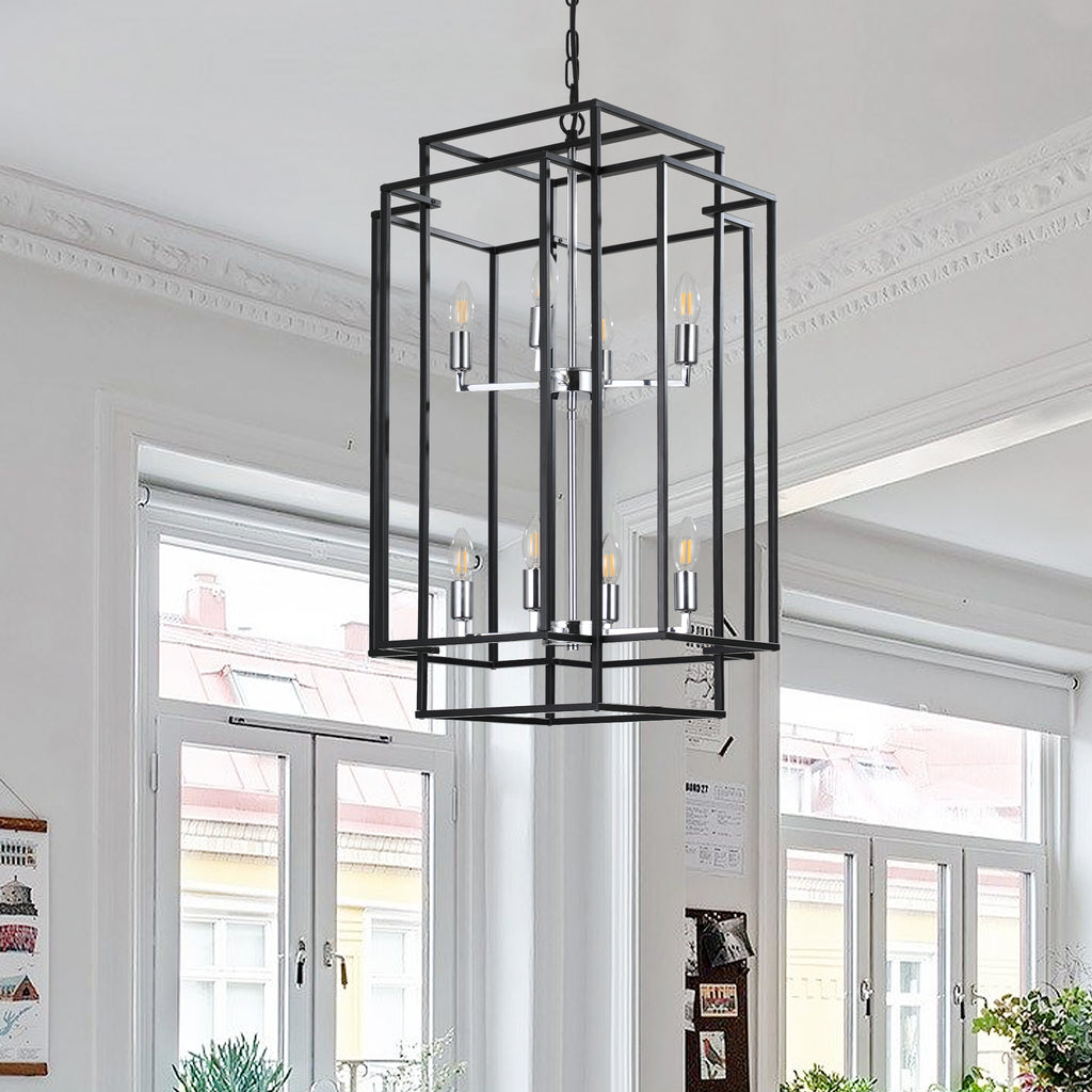 Black Geometric Foyer Chandelier