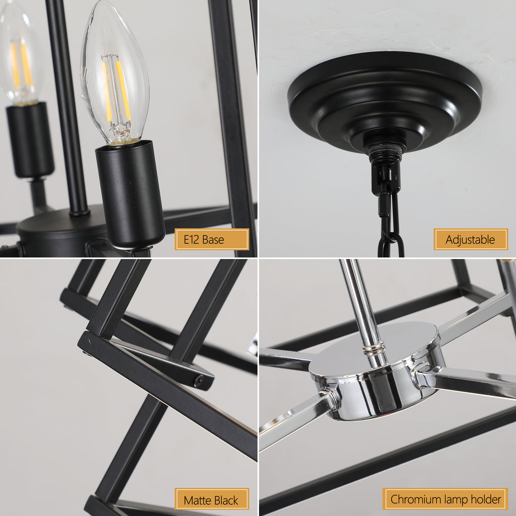Black Geometric Foyer Chandelier