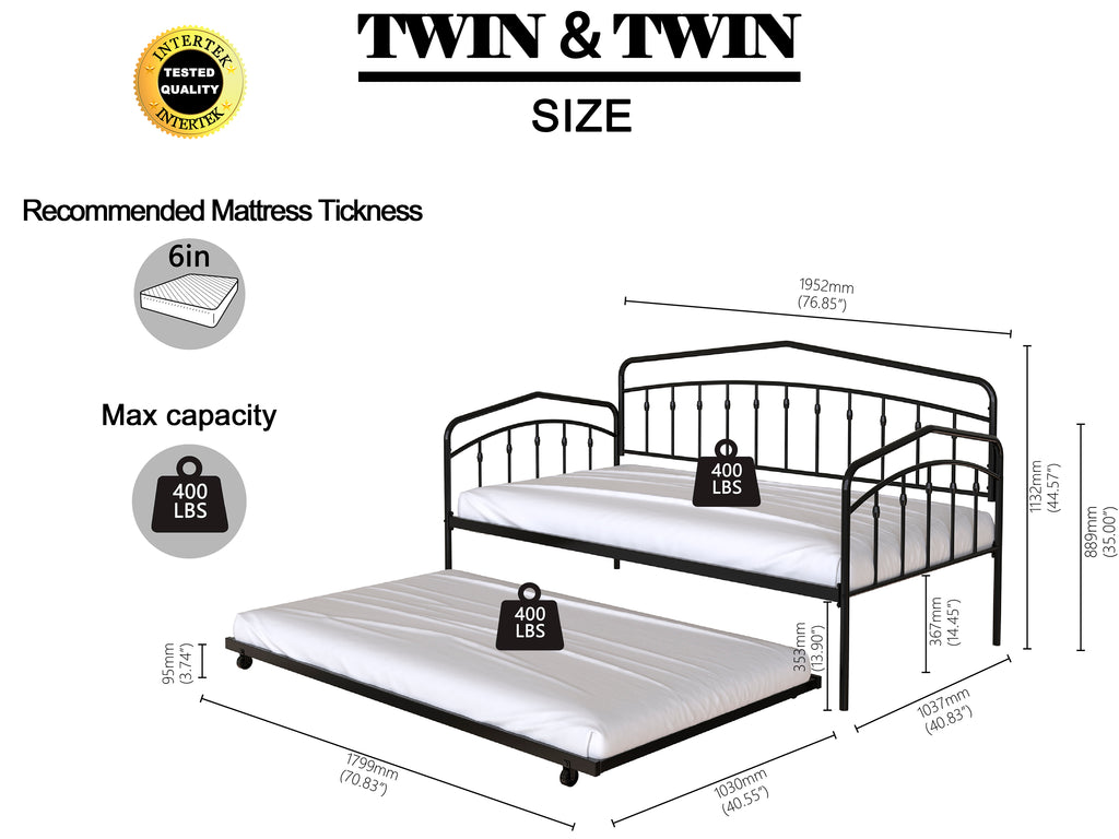 Fox Twin Daybed With Twin Trundle