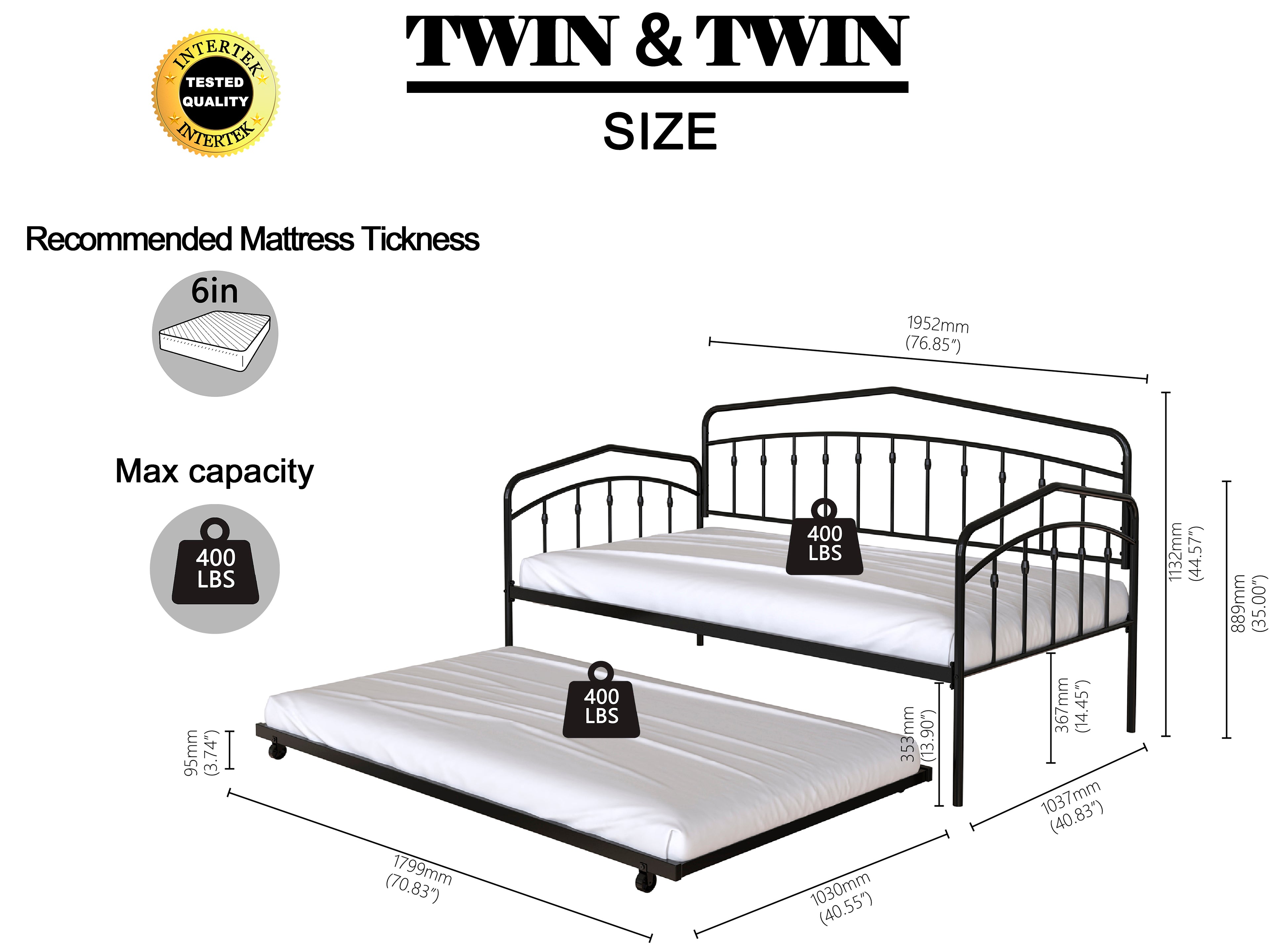 Fox Twin Daybed With Twin Trundle