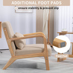 Leisure Chair with Solid Wood Armrest and Feet
