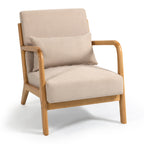 Leisure Chair with Solid Wood Armrest and Feet