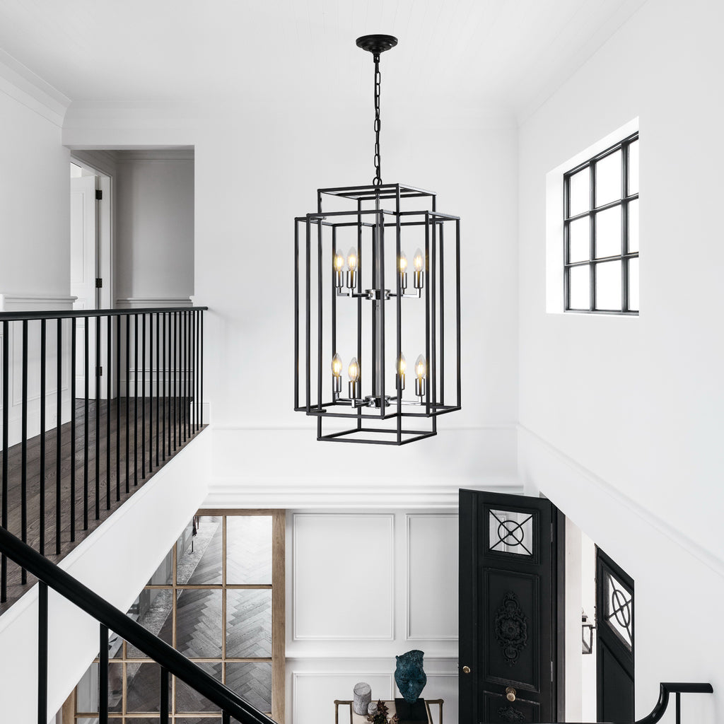 Black Geometric Foyer Chandelier