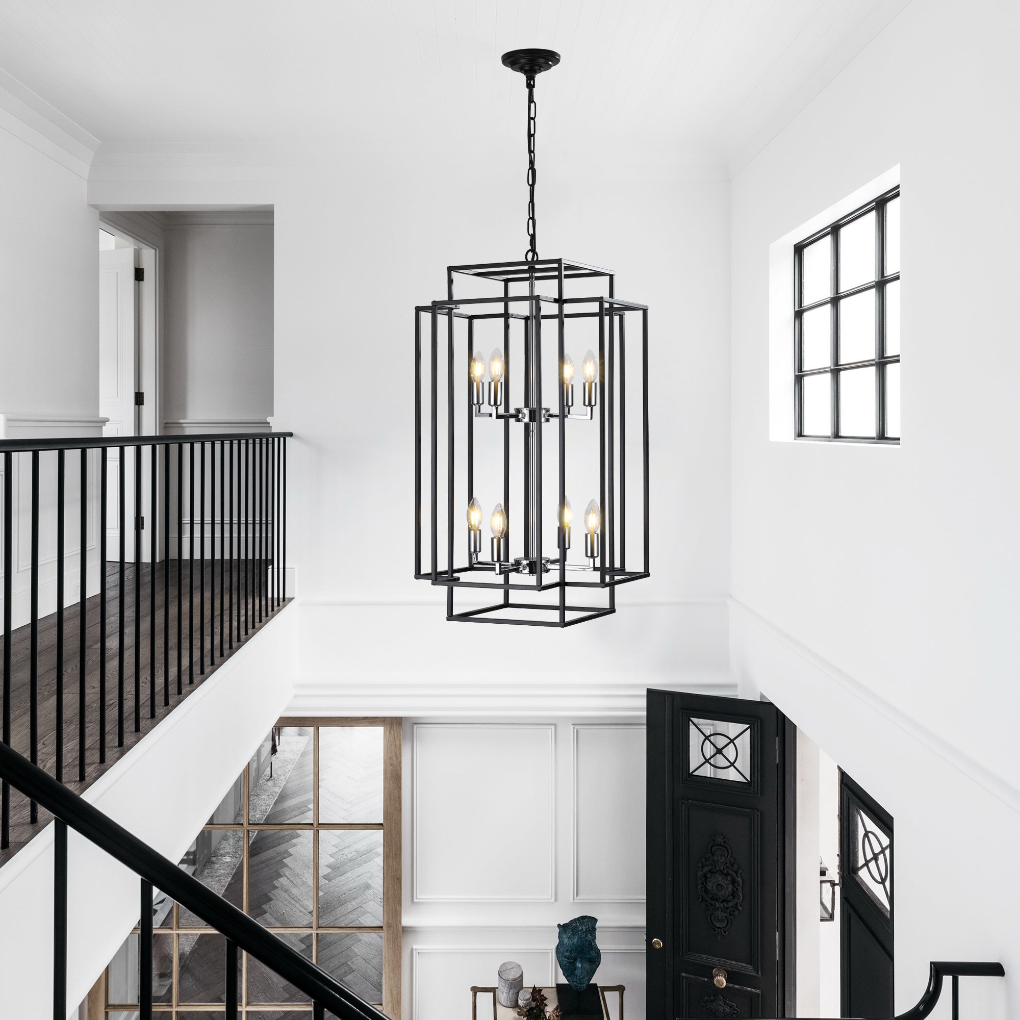 Black Geometric Foyer Chandelier