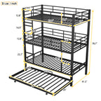 Metal Twin Size Triple Bunk Bed With Trundle