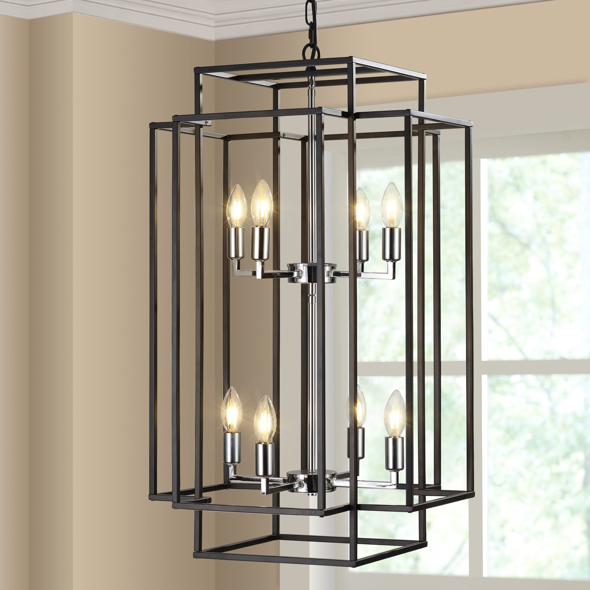 Black Geometric Foyer Chandelier