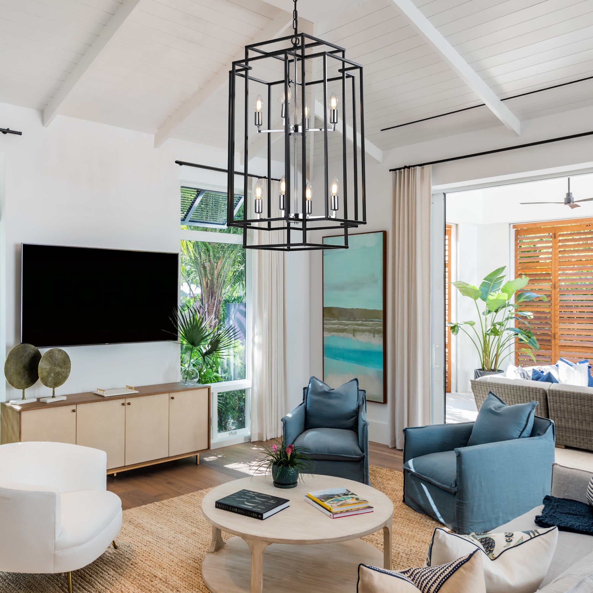 Black Geometric Foyer Chandelier