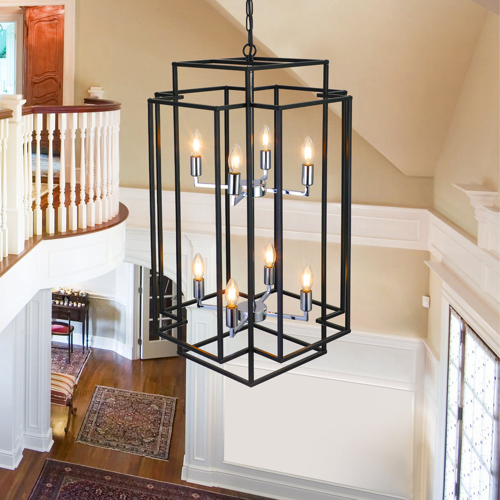 Black Geometric Foyer Chandelier