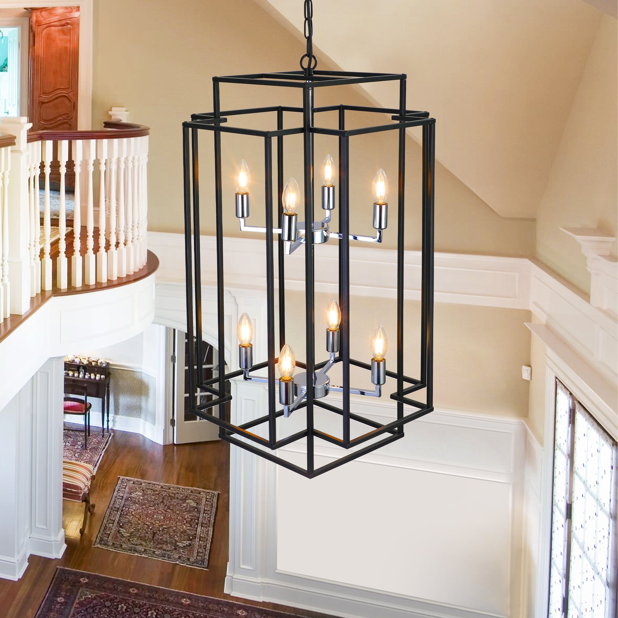 Black Geometric Foyer Chandelier