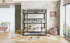 Metal Twin Size Triple Bunk Bed With Trundle
