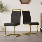 Modern Dining Chairs with Golden Metal Legs - Set of 2
