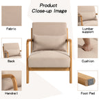 Leisure Chair with Solid Wood Armrest and Feet