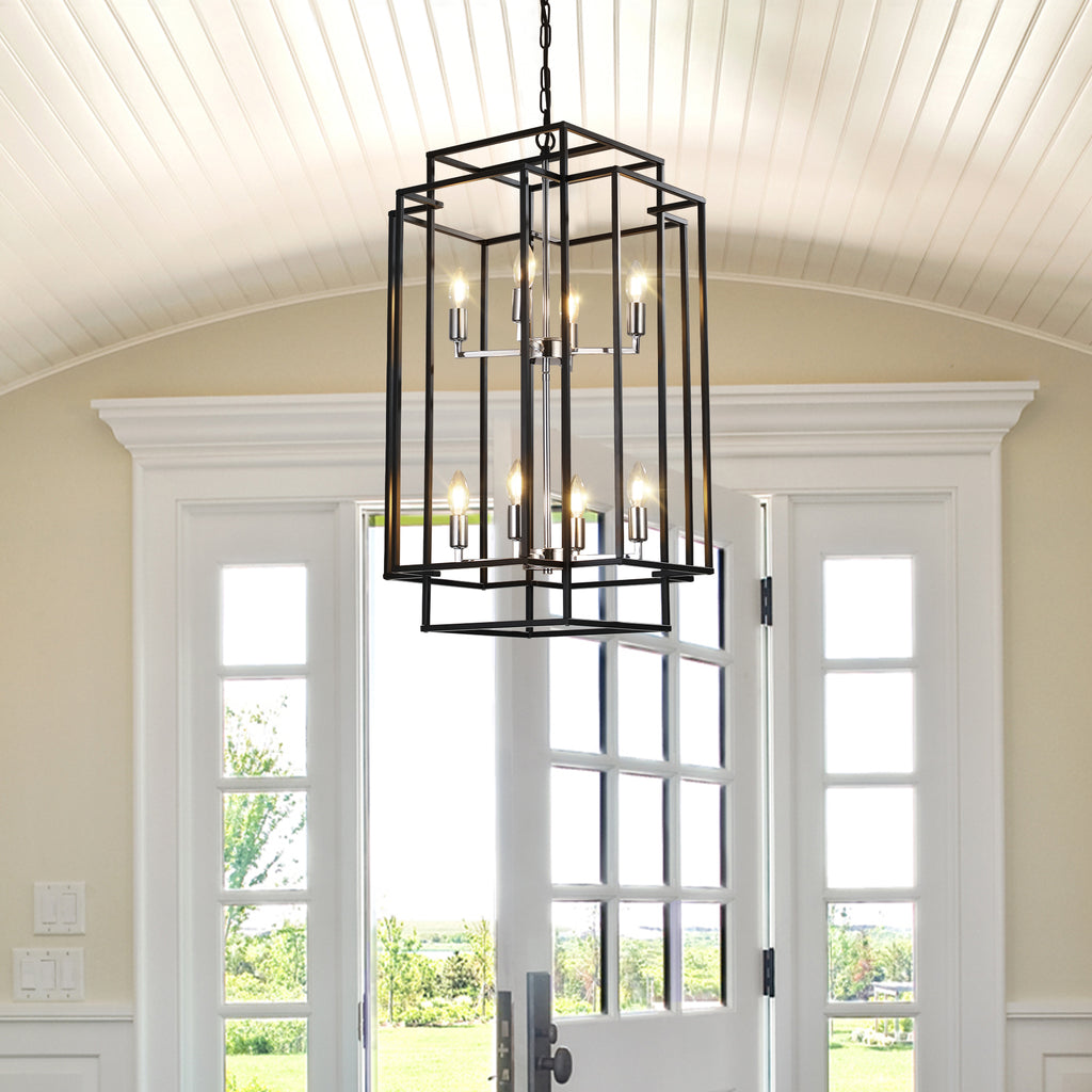 Black Geometric Foyer Chandelier